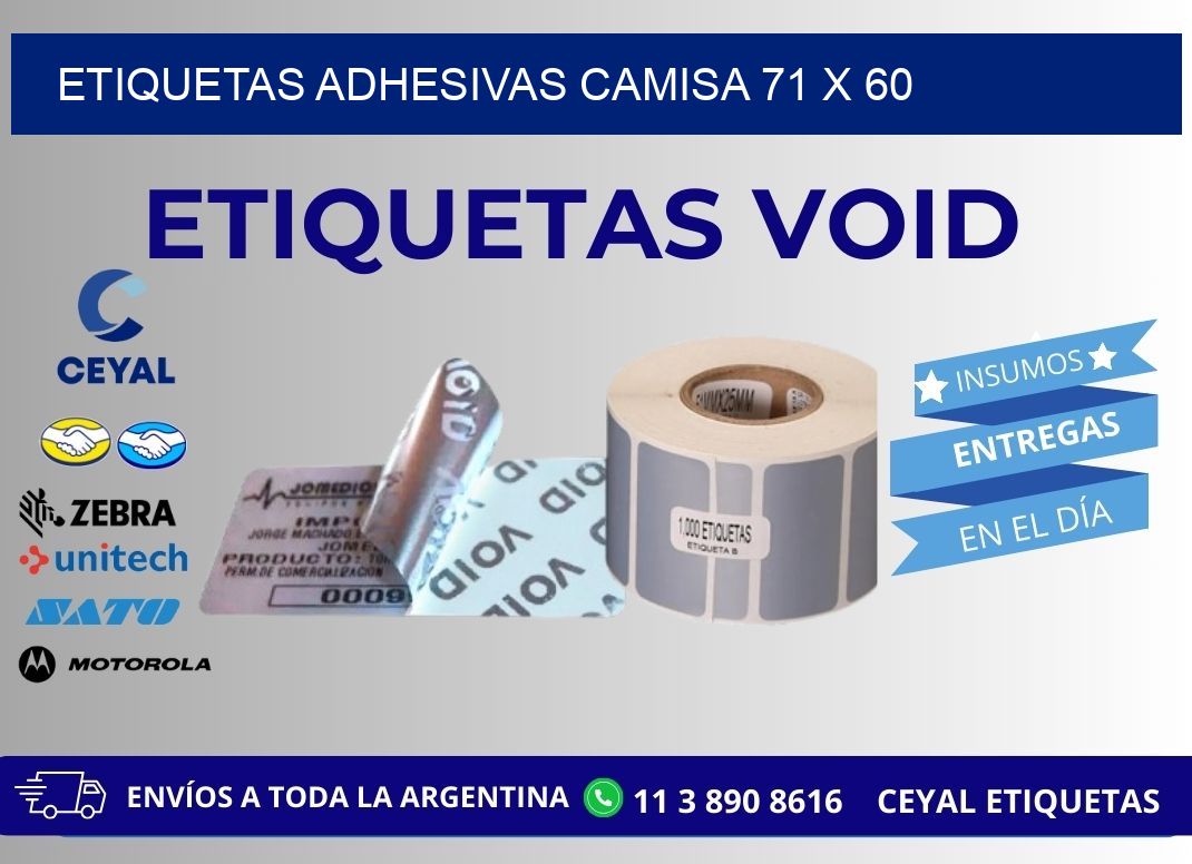 ETIQUETAS ADHESIVAS CAMISA 71 x 60