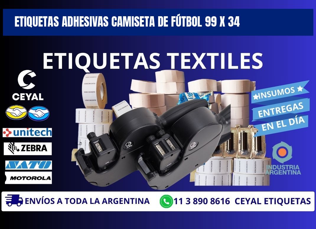 ETIQUETAS ADHESIVAS CAMISETA DE FÚTBOL 99 x 34