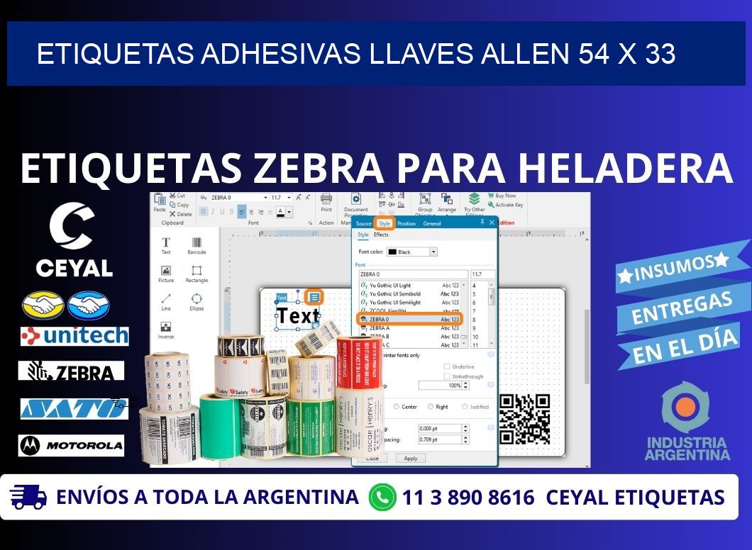 ETIQUETAS ADHESIVAS LLAVES ALLEN 54 x 33