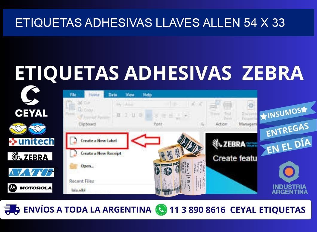 ETIQUETAS ADHESIVAS LLAVES ALLEN 54 x 33