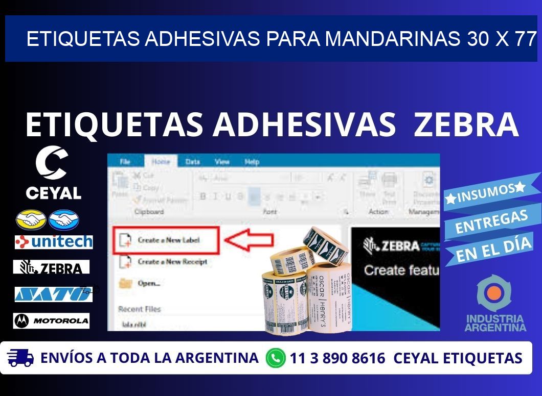 ETIQUETAS ADHESIVAS PARA MANDARINAS 30 x 77