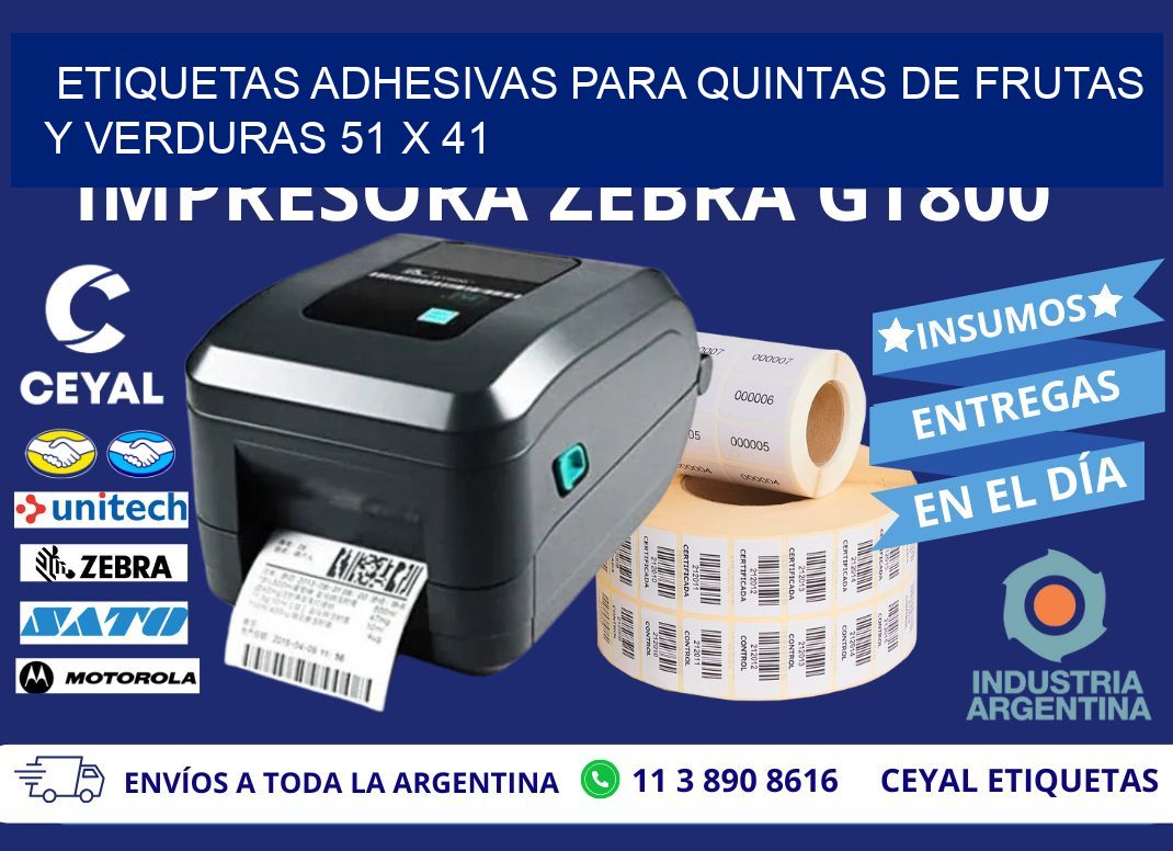 ETIQUETAS ADHESIVAS PARA QUINTAS DE FRUTAS Y VERDURAS 51 x 41