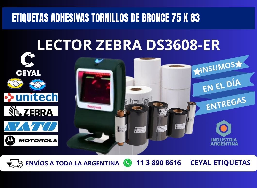 ETIQUETAS ADHESIVAS TORNILLOS DE BRONCE 75 x 83