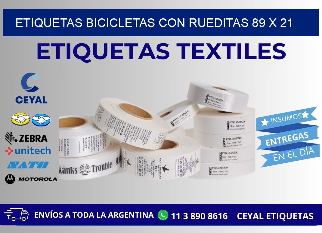 ETIQUETAS BICICLETAS CON RUEDITAS 89 x 21