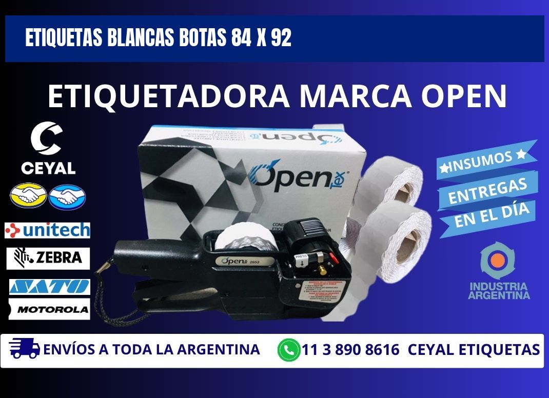 ETIQUETAS BLANCAS BOTAS 84 x 92