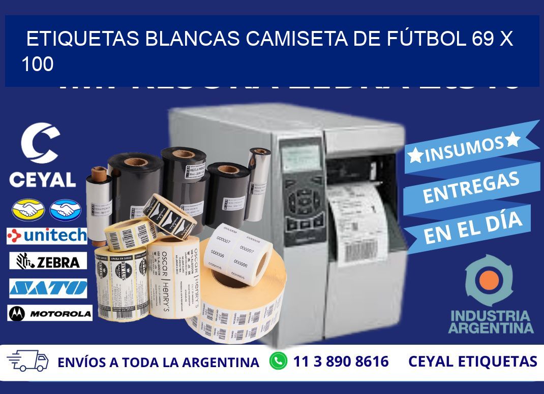 ETIQUETAS BLANCAS CAMISETA DE FÚTBOL 69 x 100