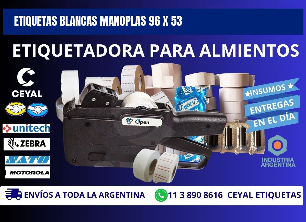 ETIQUETAS BLANCAS MANOPLAS 96 x 53