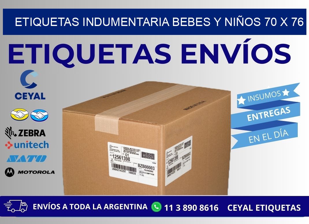 ETIQUETAS INDUMENTARIA BEBES Y NIÑOS 70 x 76