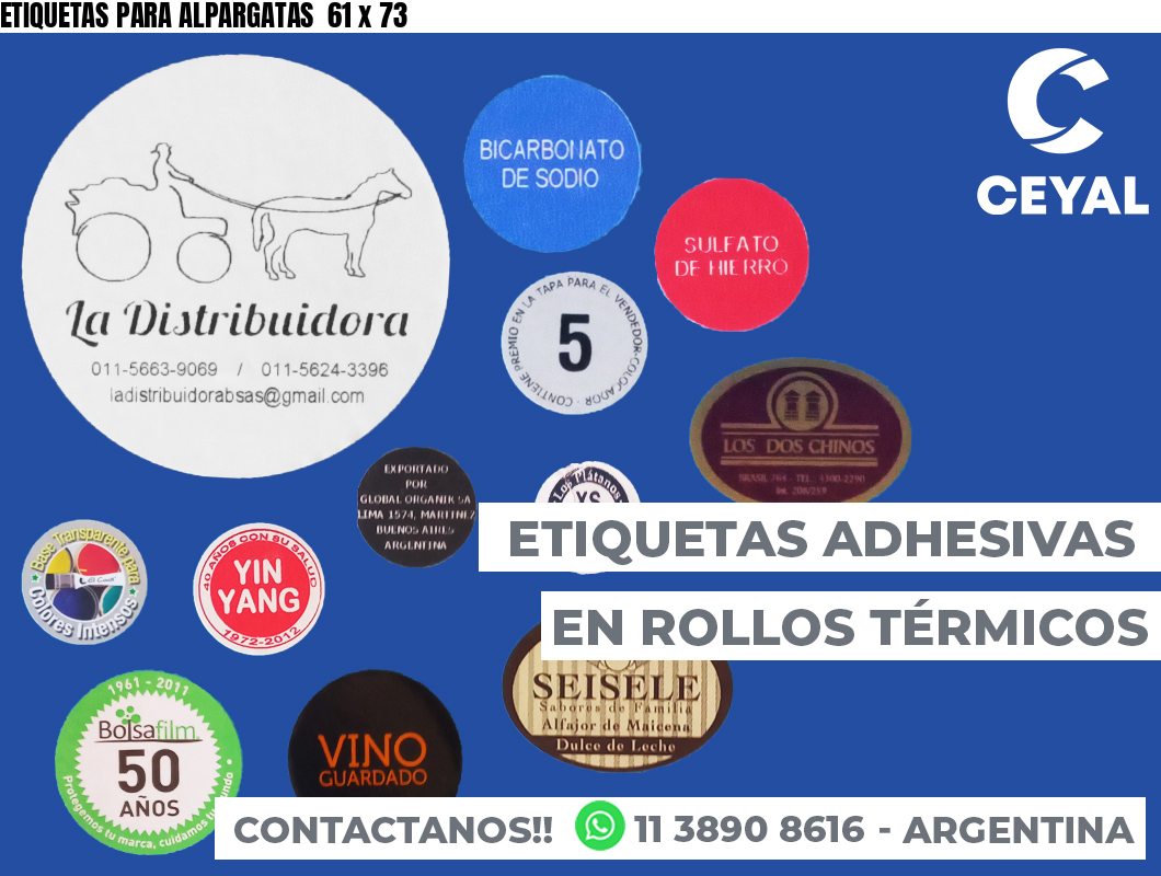 ETIQUETAS PARA ALPARGATAS  61 x 73