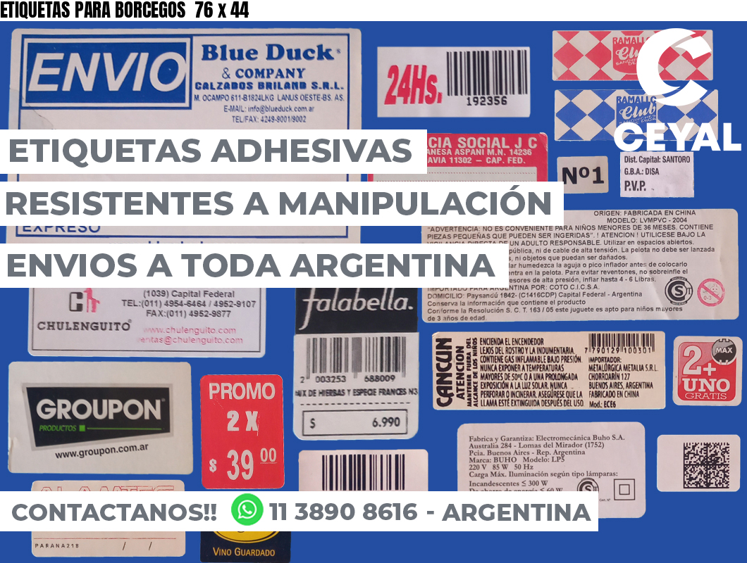 ETIQUETAS PARA BORCEGOS  76 x 44