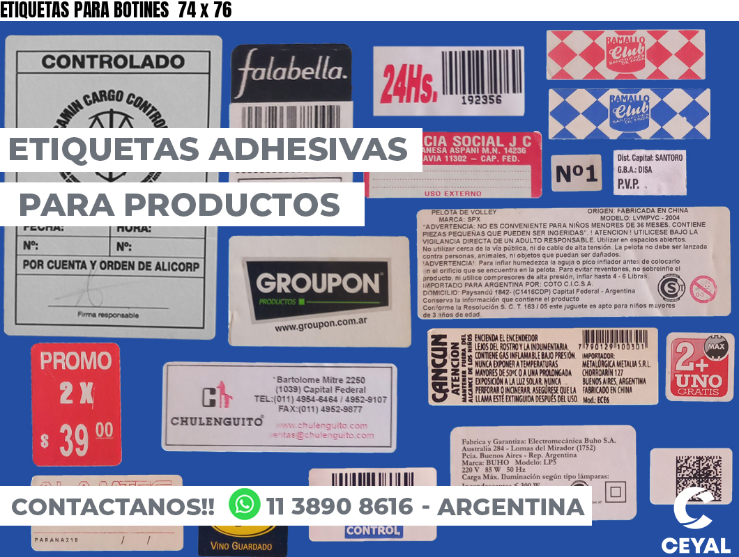 ETIQUETAS PARA BOTINES  74 x 76