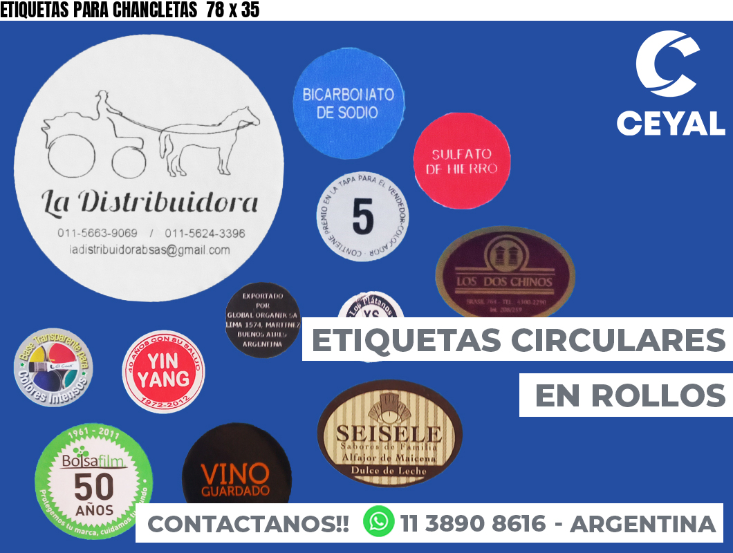 ETIQUETAS PARA CHANCLETAS  78 x 35
