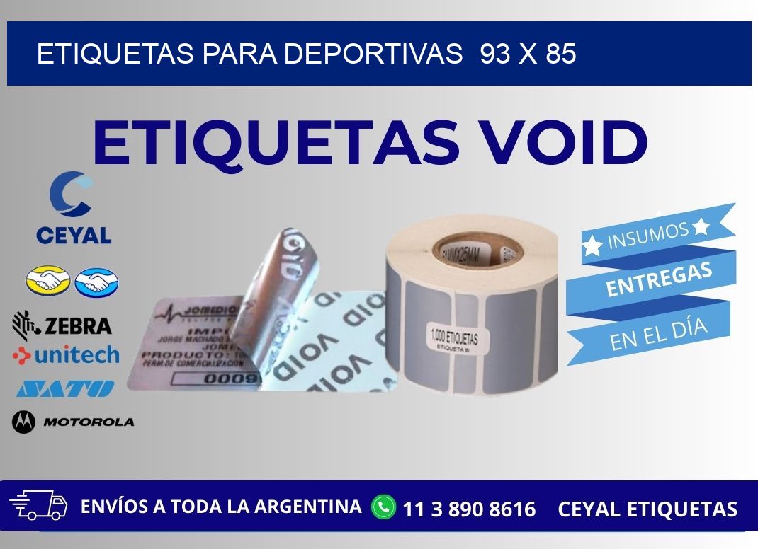 ETIQUETAS PARA DEPORTIVAS  93 x 85