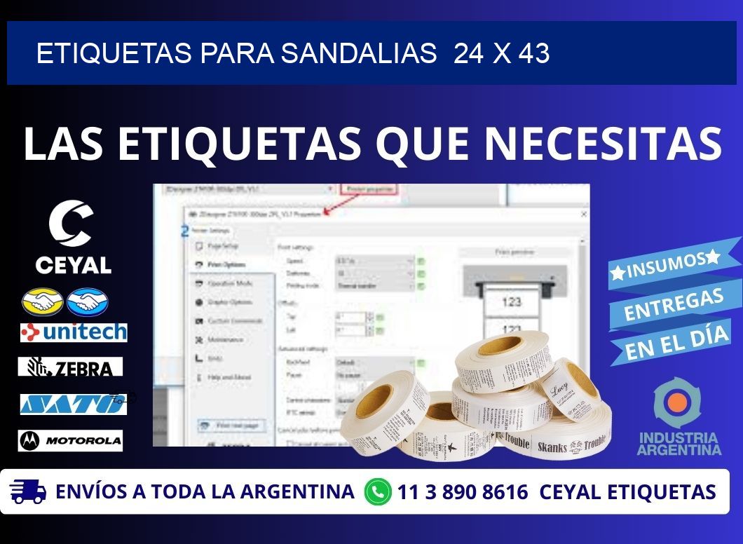 ETIQUETAS PARA SANDALIAS  24 x 43