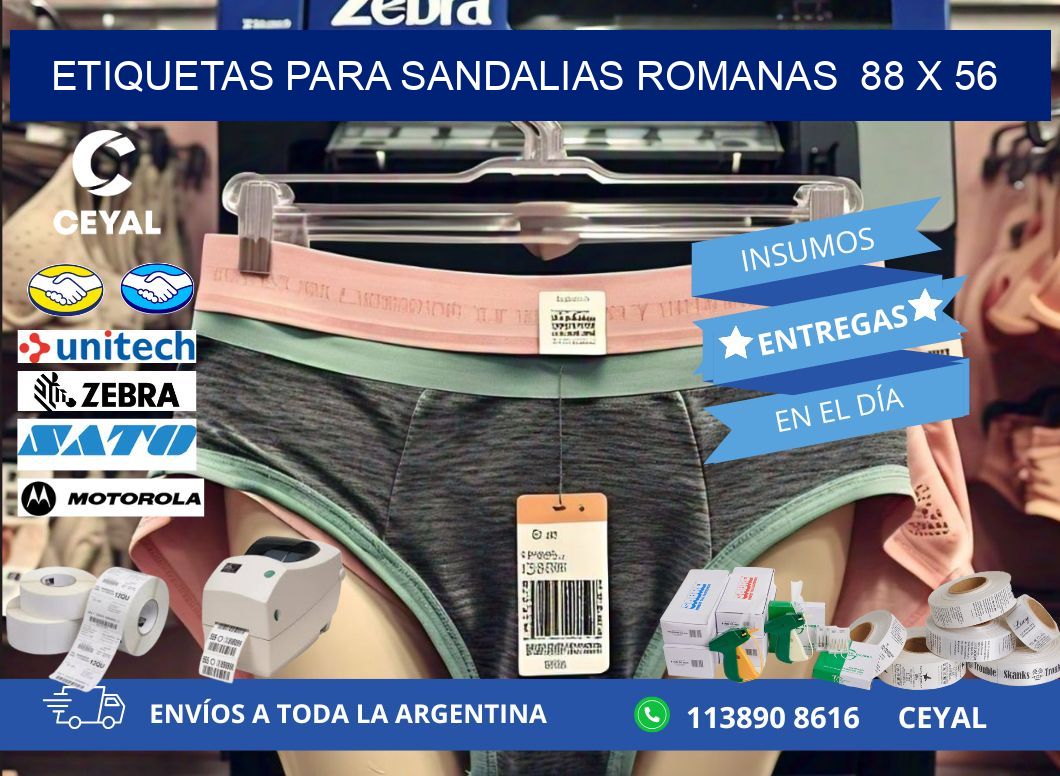 ETIQUETAS PARA SANDALIAS ROMANAS  88 x 56