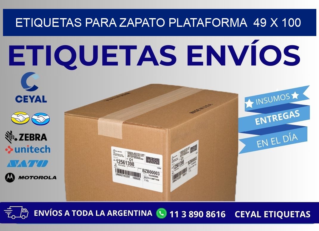 ETIQUETAS PARA ZAPATO PLATAFORMA  49 x 100