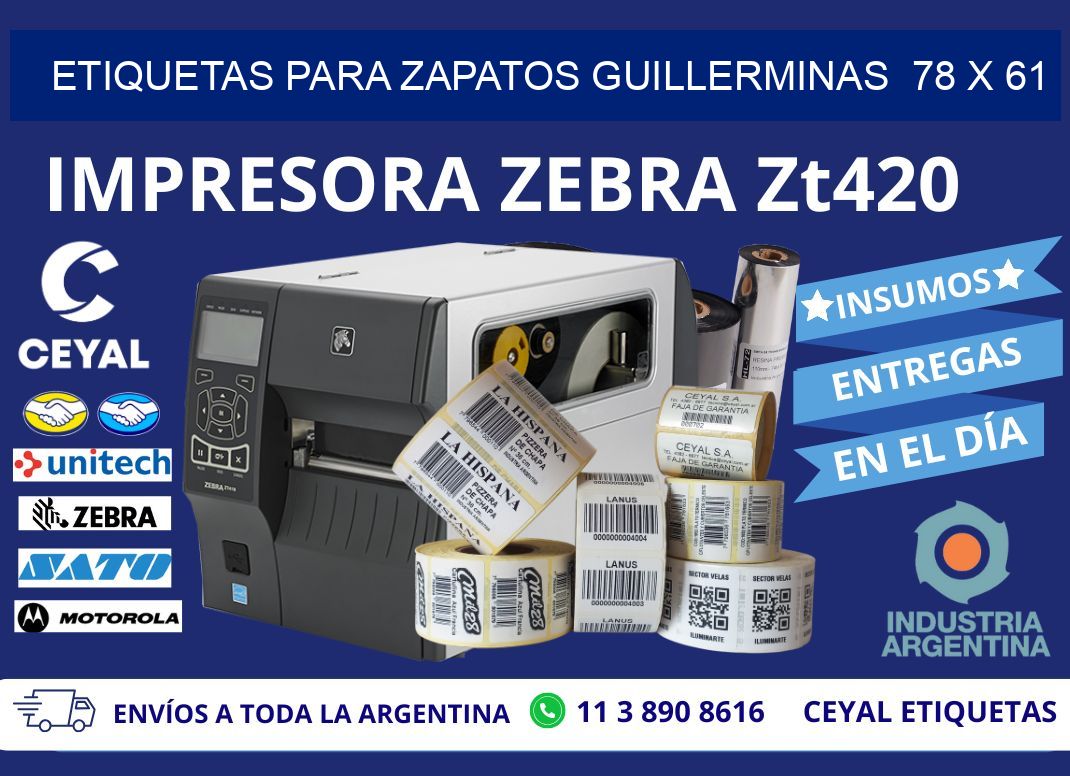 ETIQUETAS PARA ZAPATOS GUILLERMINAS  78 x 61