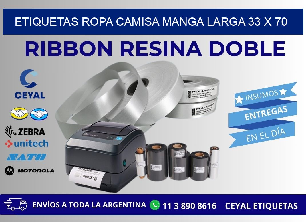 ETIQUETAS ROPA CAMISA MANGA LARGA 33 x 70