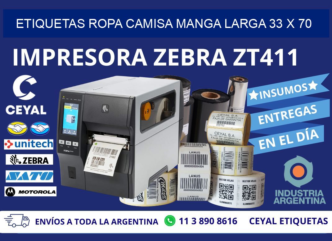ETIQUETAS ROPA CAMISA MANGA LARGA 33 x 70