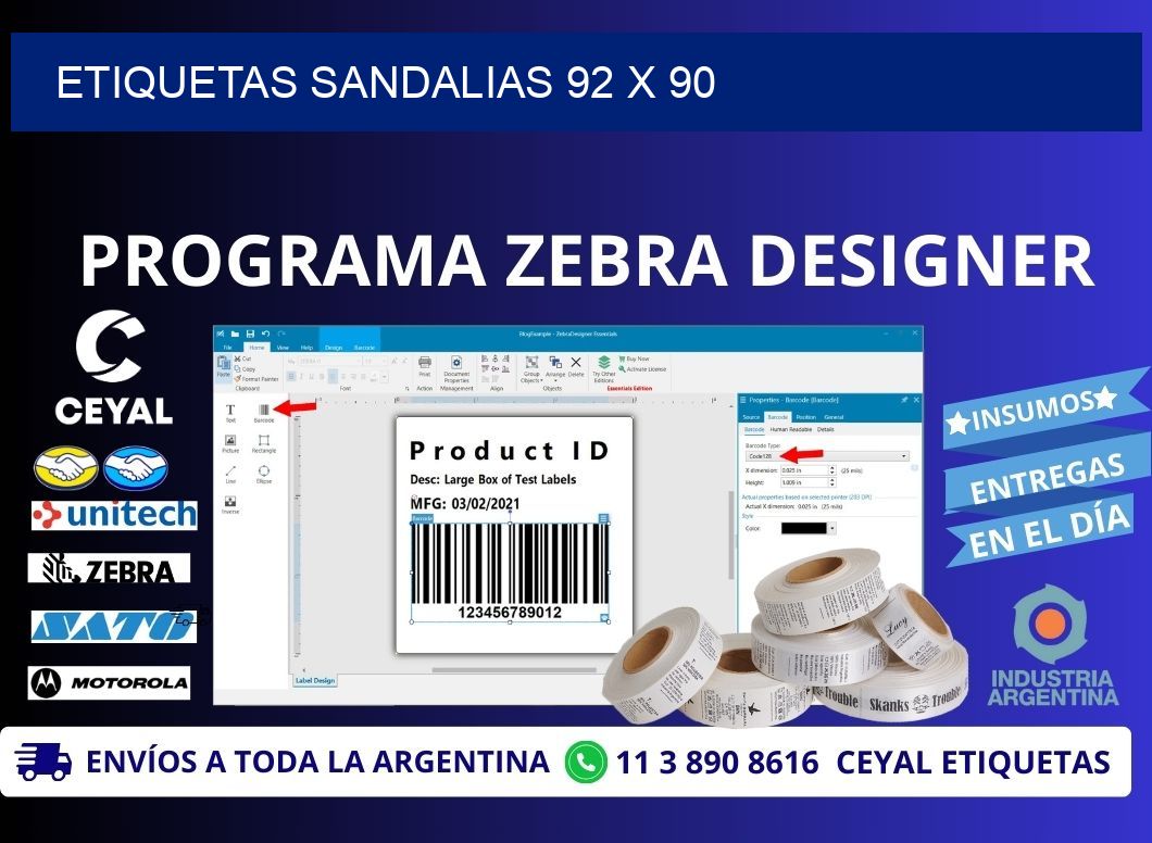 ETIQUETAS SANDALIAS 92 x 90