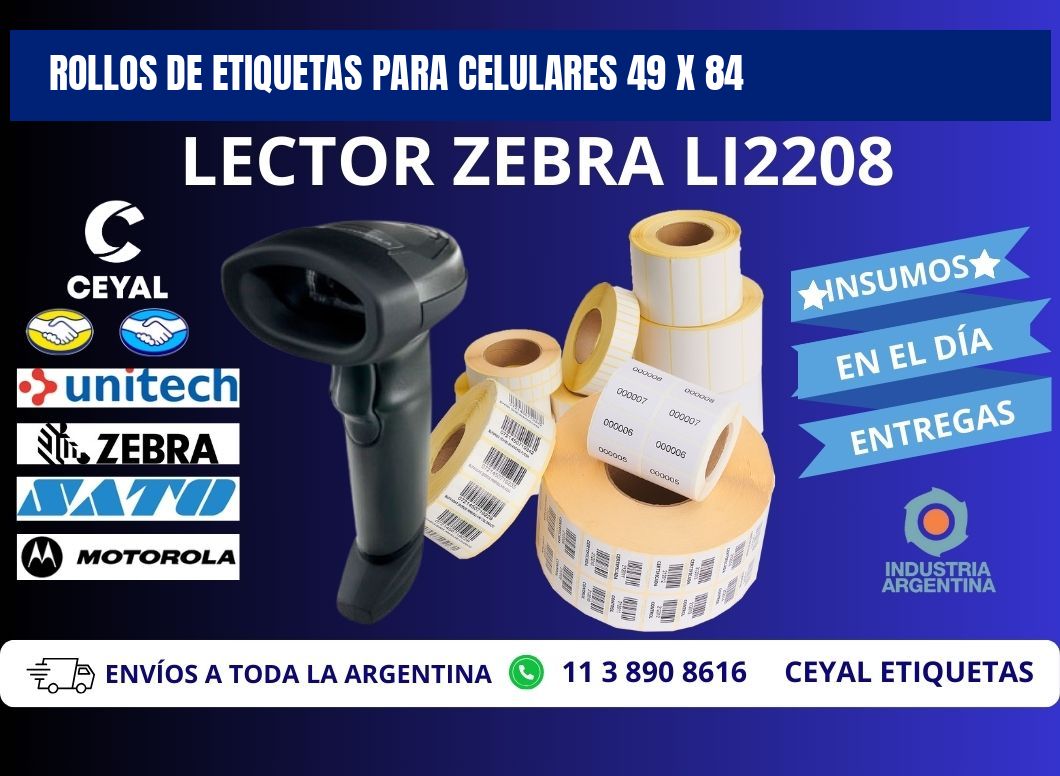 ROLLOS DE ETIQUETAS PARA CELULARES 49 x 84