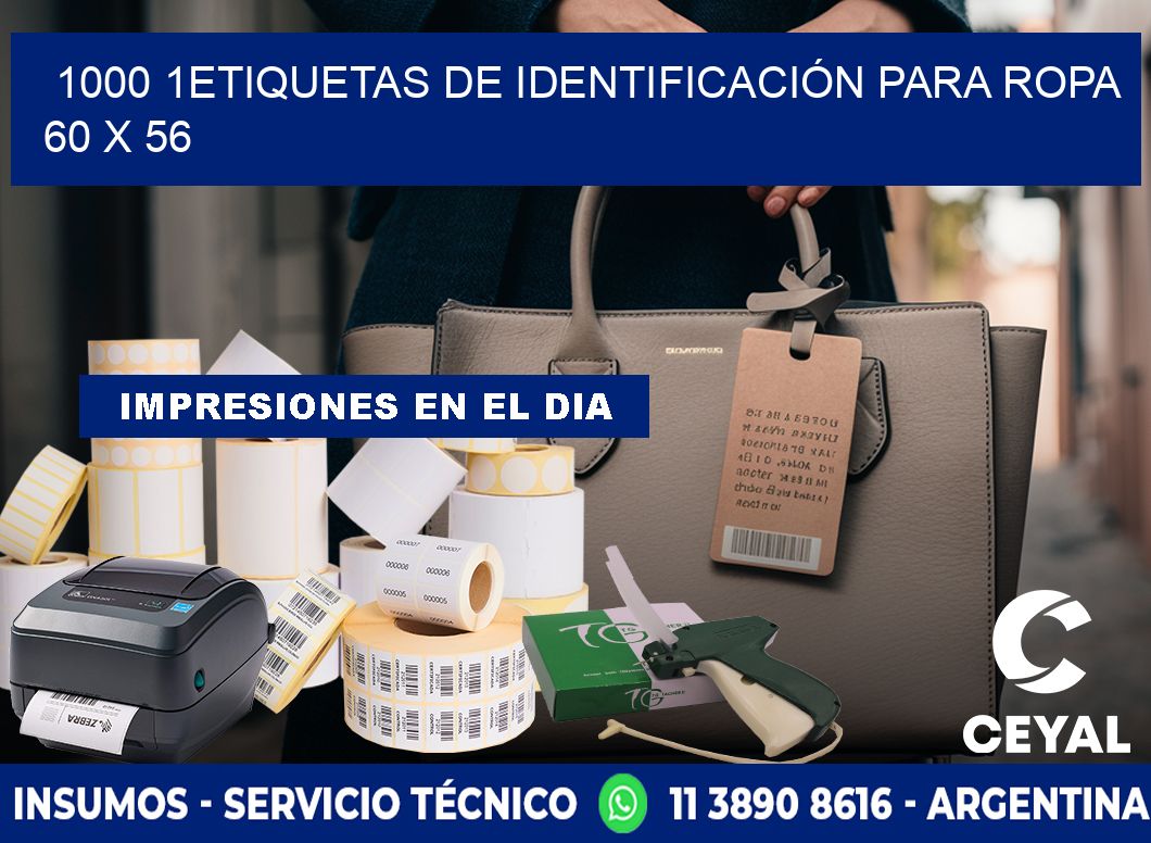 1000 1ETIQUETAS DE IDENTIFICACIÓN PARA ROPA 60 x 56