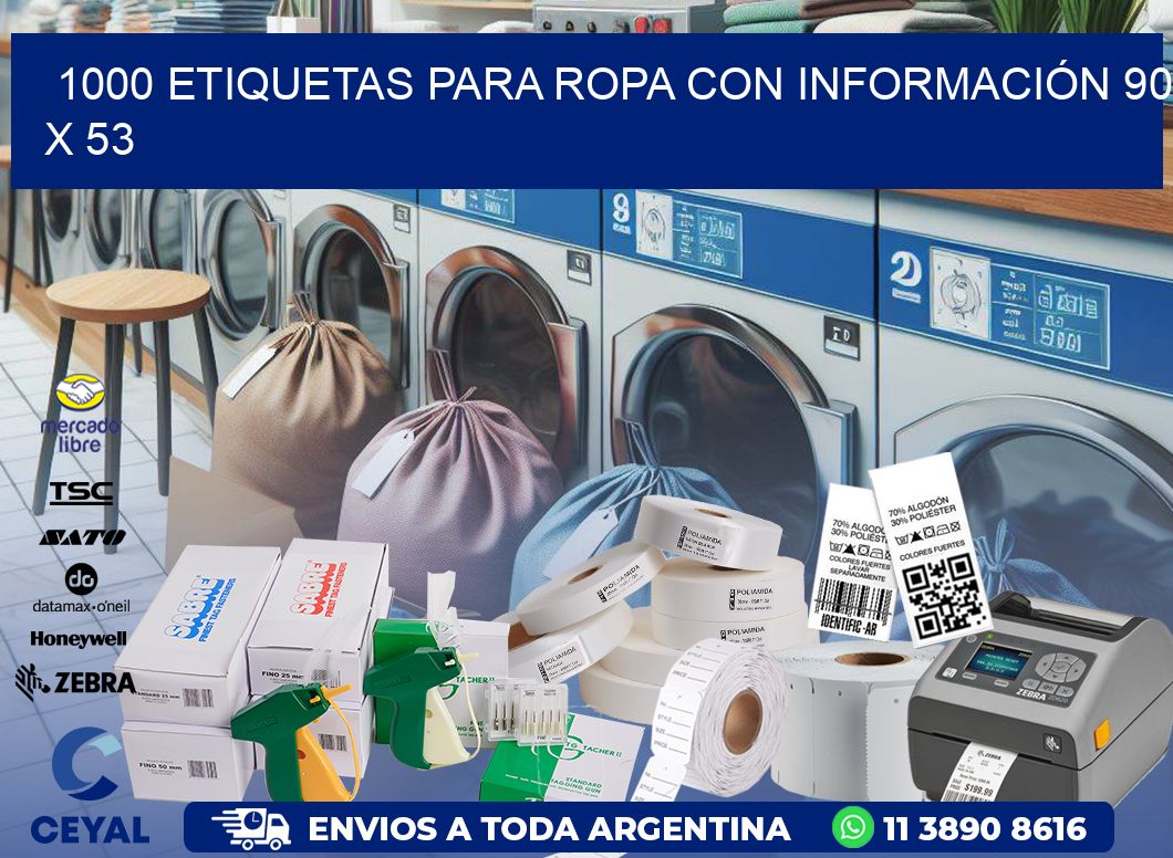 1000 ETIQUETAS PARA ROPA CON INFORMACIÓN 90 x 53