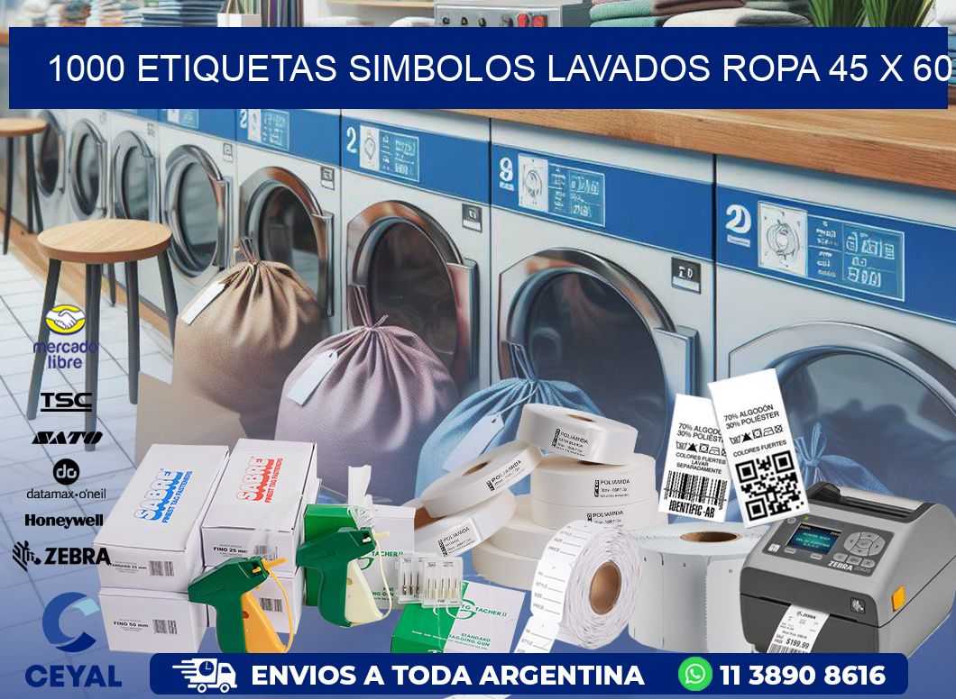 1000 ETIQUETAS SIMBOLOS LAVADOS ROPA 45 x 60