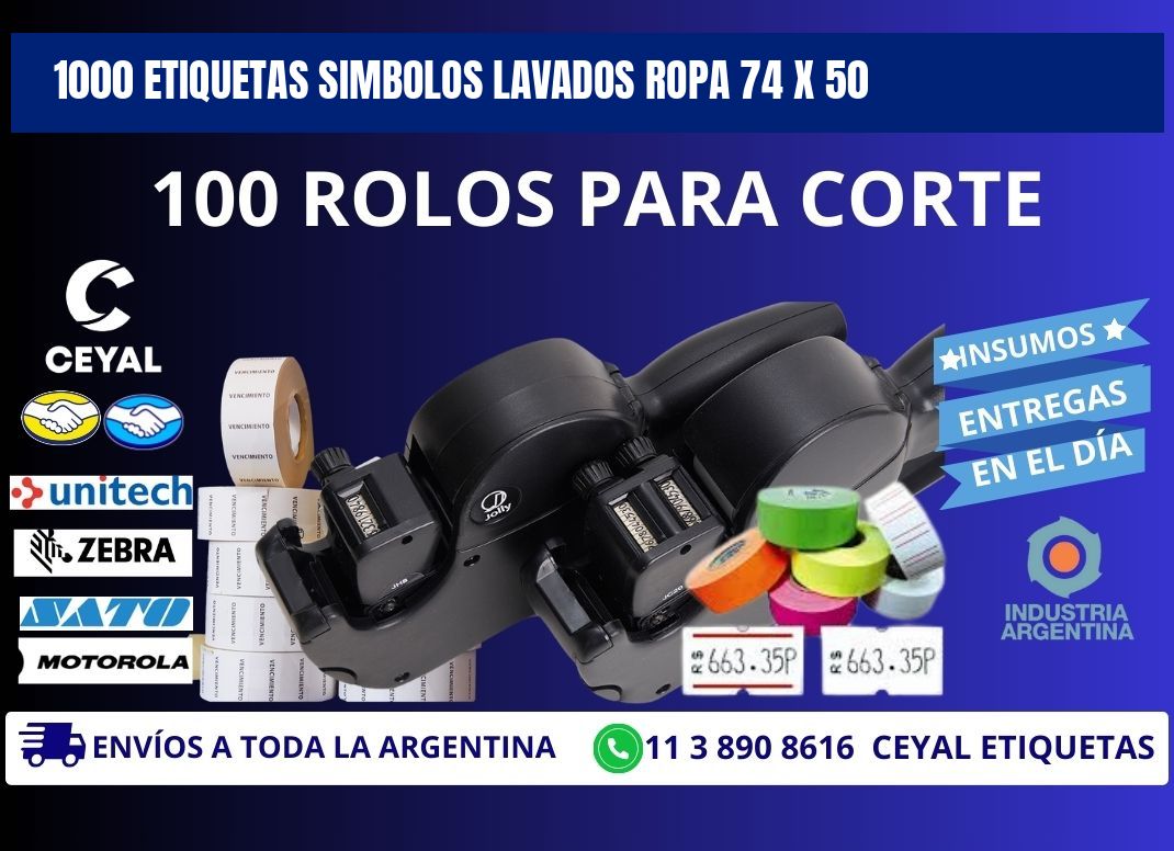 1000 ETIQUETAS SIMBOLOS LAVADOS ROPA 74 x 50