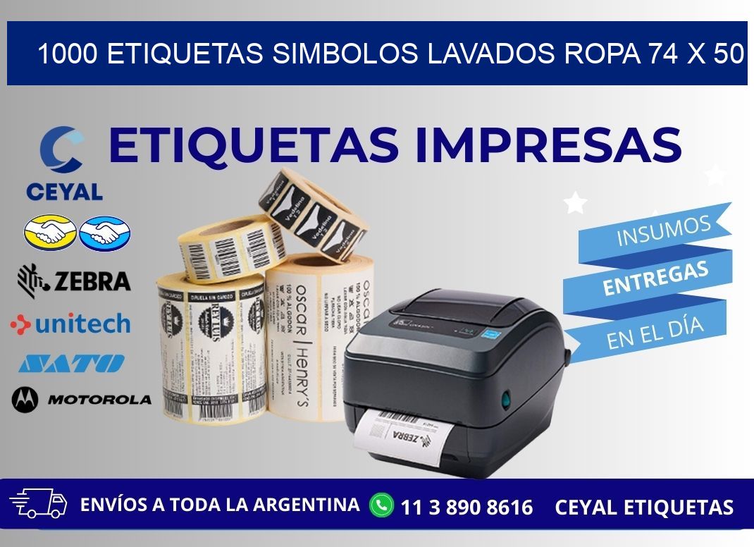 1000 ETIQUETAS SIMBOLOS LAVADOS ROPA 74 x 50