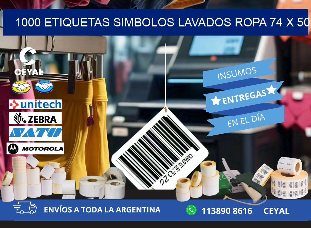 1000 ETIQUETAS SIMBOLOS LAVADOS ROPA 74 x 50