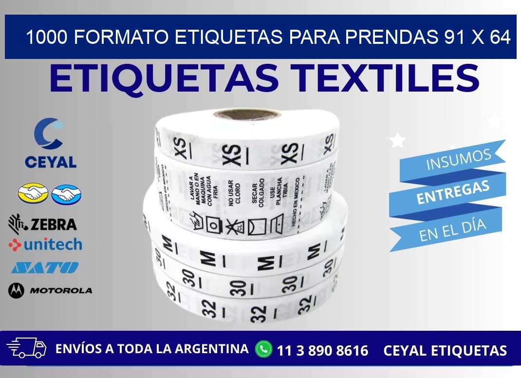 1000 FORMATO ETIQUETAS PARA PRENDAS 91 x 64