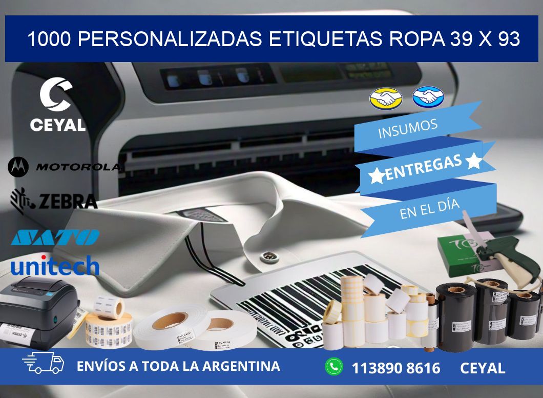 1000 PERSONALIZADAS ETIQUETAS ROPA 39 x 93