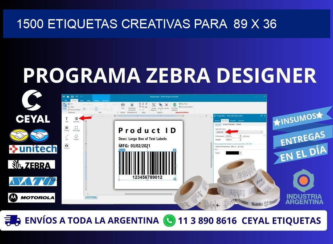 1500 ETIQUETAS CREATIVAS PARA  89 x 36