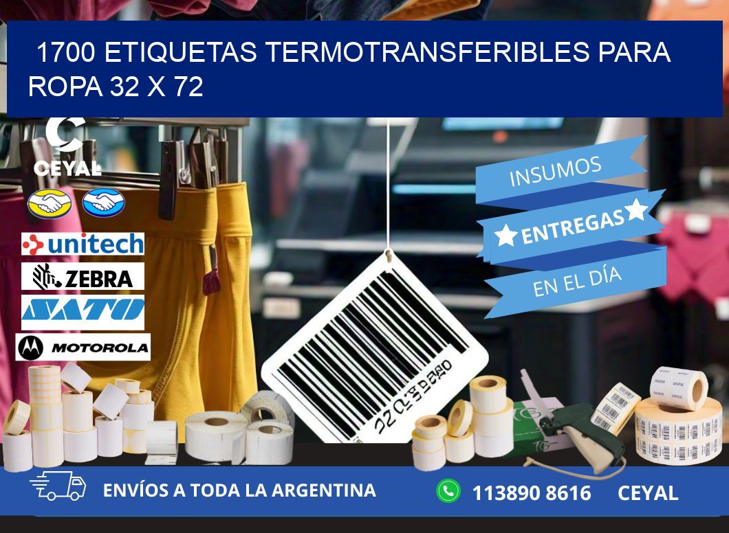 1700 ETIQUETAS TERMOTRANSFERIBLES PARA ROPA 32 x 72