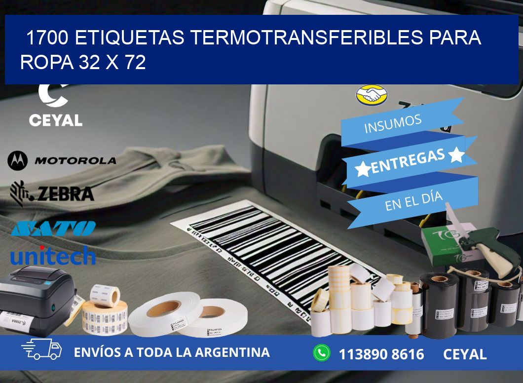 1700 ETIQUETAS TERMOTRANSFERIBLES PARA ROPA 32 x 72