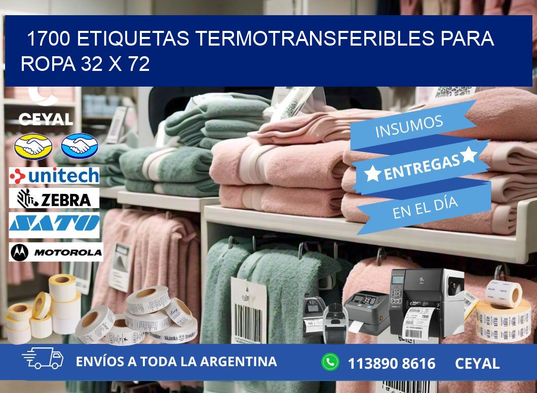 1700 ETIQUETAS TERMOTRANSFERIBLES PARA ROPA 32 x 72