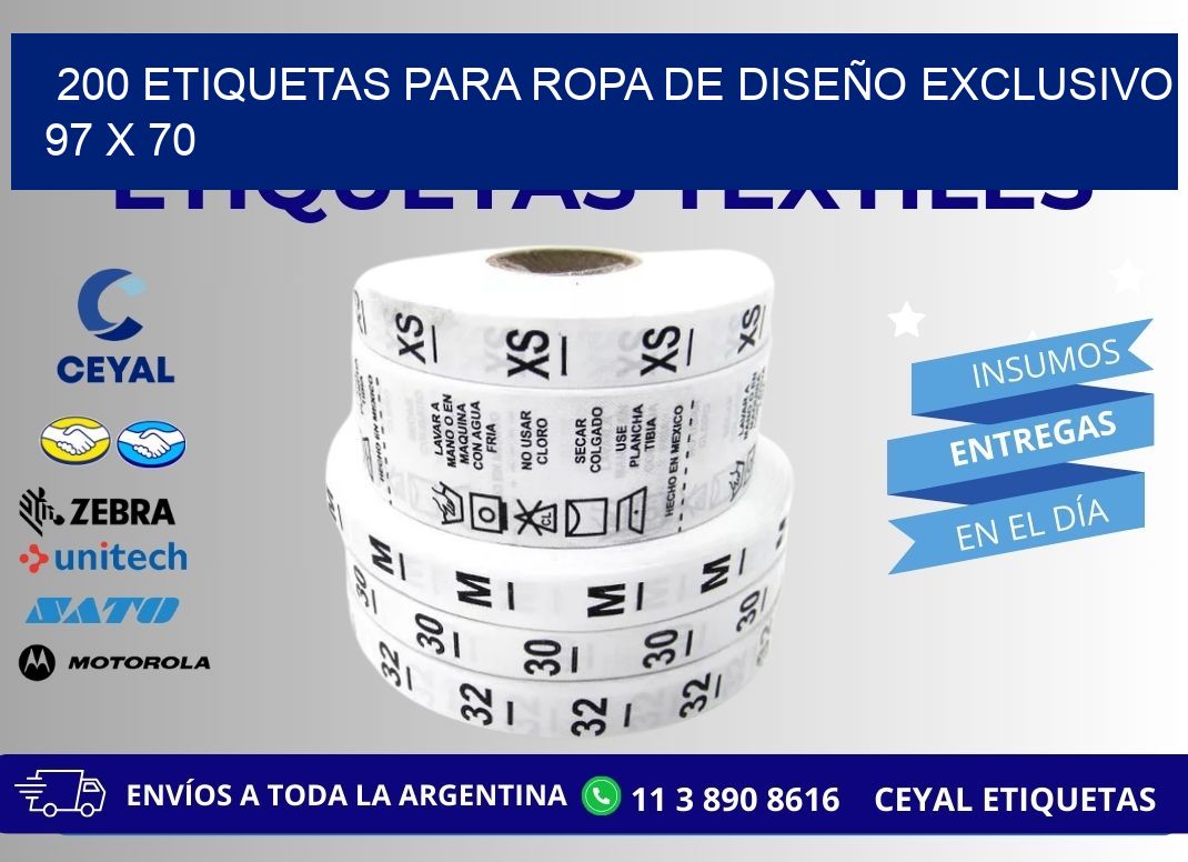 200 ETIQUETAS PARA ROPA DE DISEÑO EXCLUSIVO 97 x 70