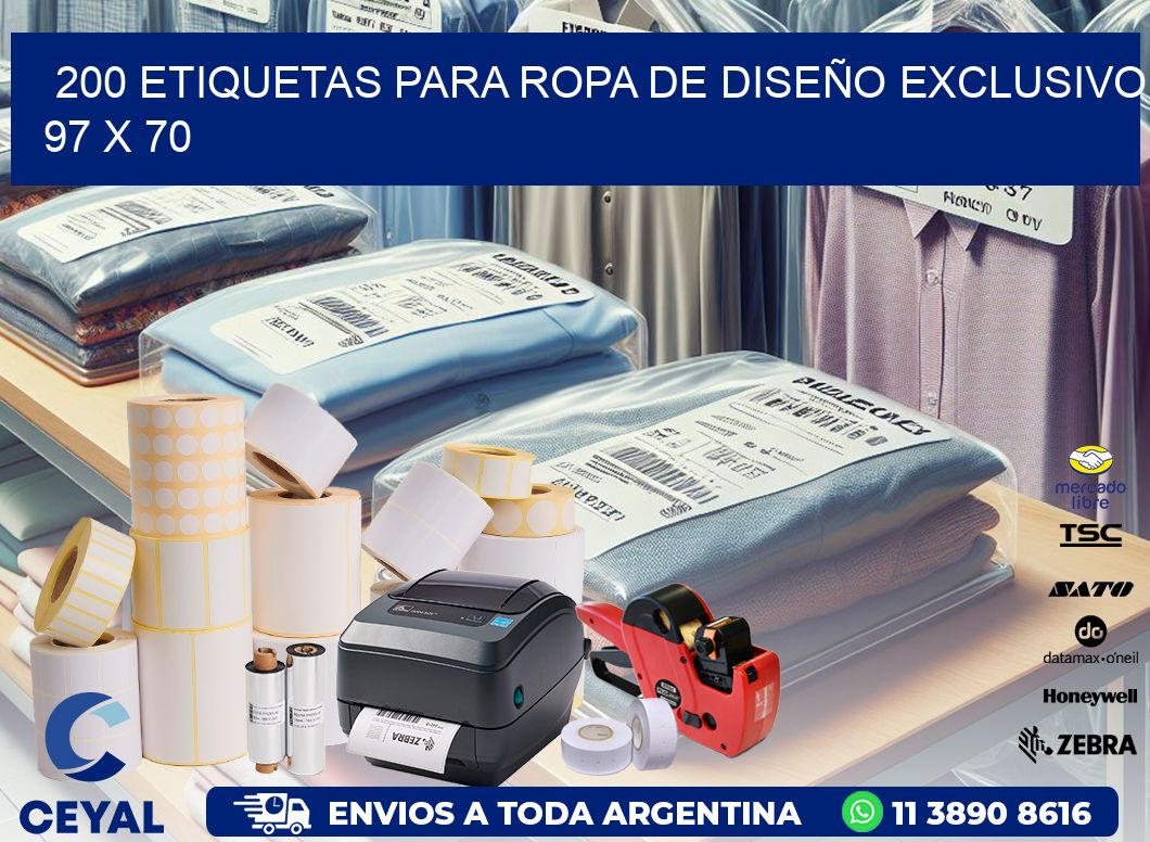 200 ETIQUETAS PARA ROPA DE DISEÑO EXCLUSIVO 97 x 70