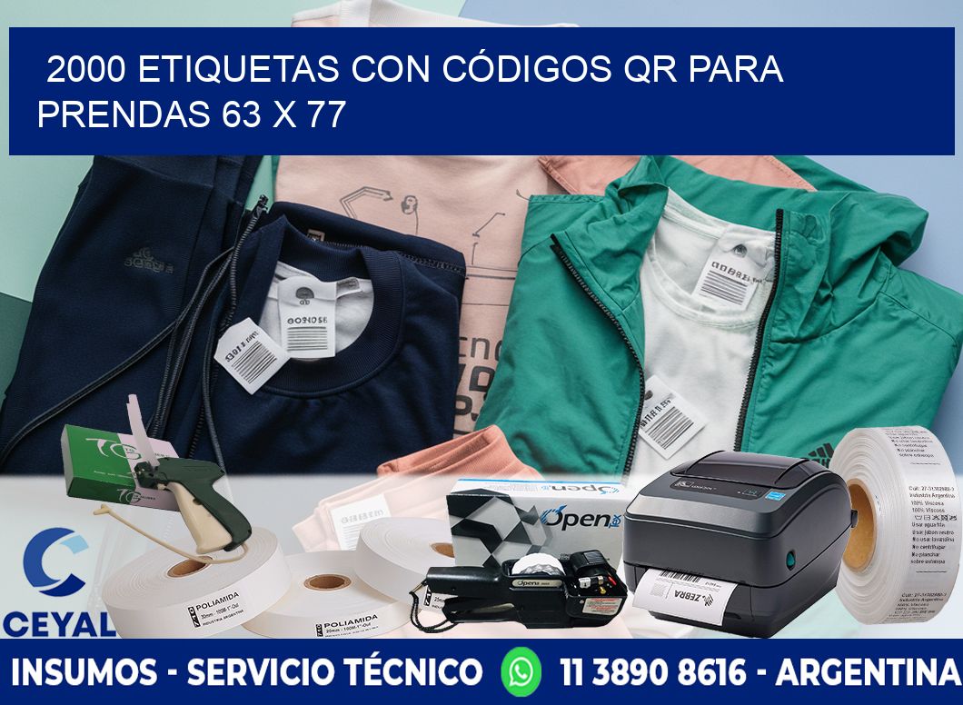 2000 ETIQUETAS CON CÓDIGOS QR PARA PRENDAS 63 x 77