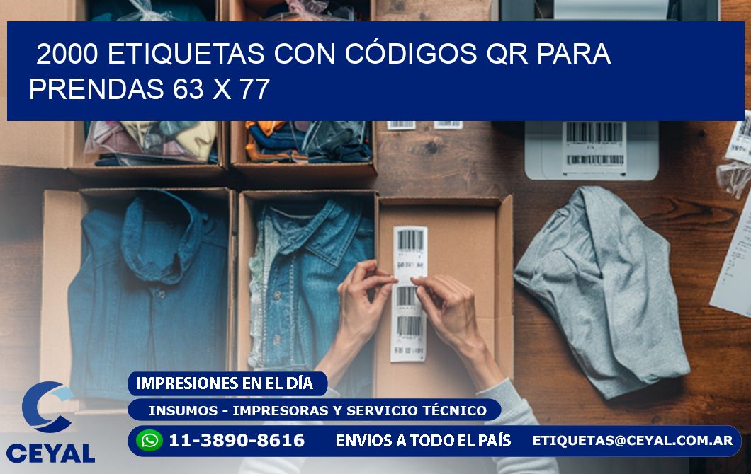 2000 ETIQUETAS CON CÓDIGOS QR PARA PRENDAS 63 x 77