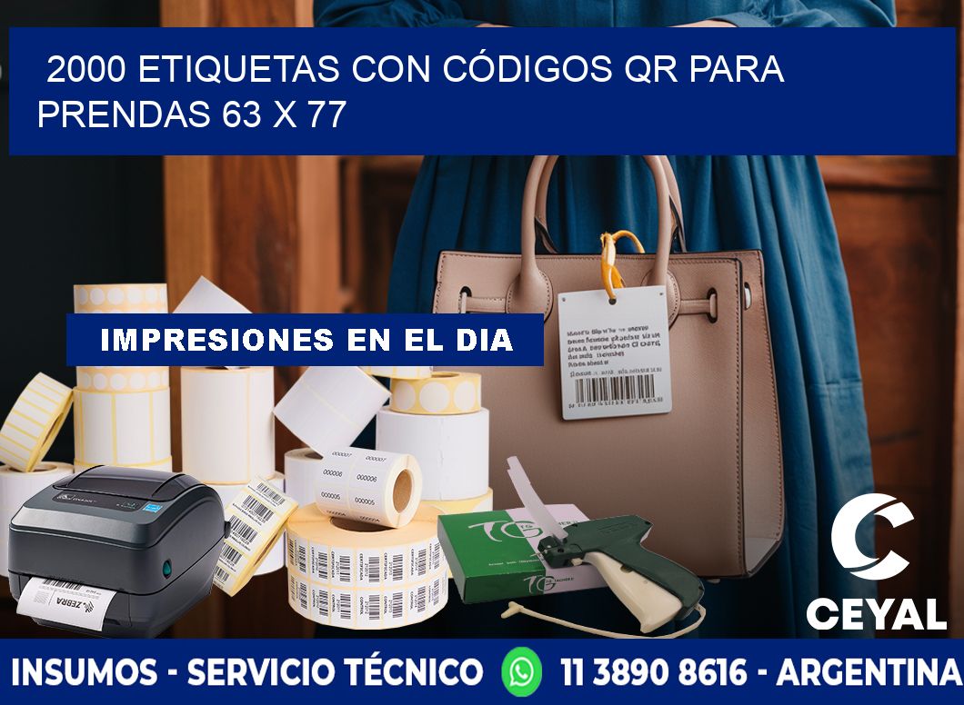 2000 ETIQUETAS CON CÓDIGOS QR PARA PRENDAS 63 x 77