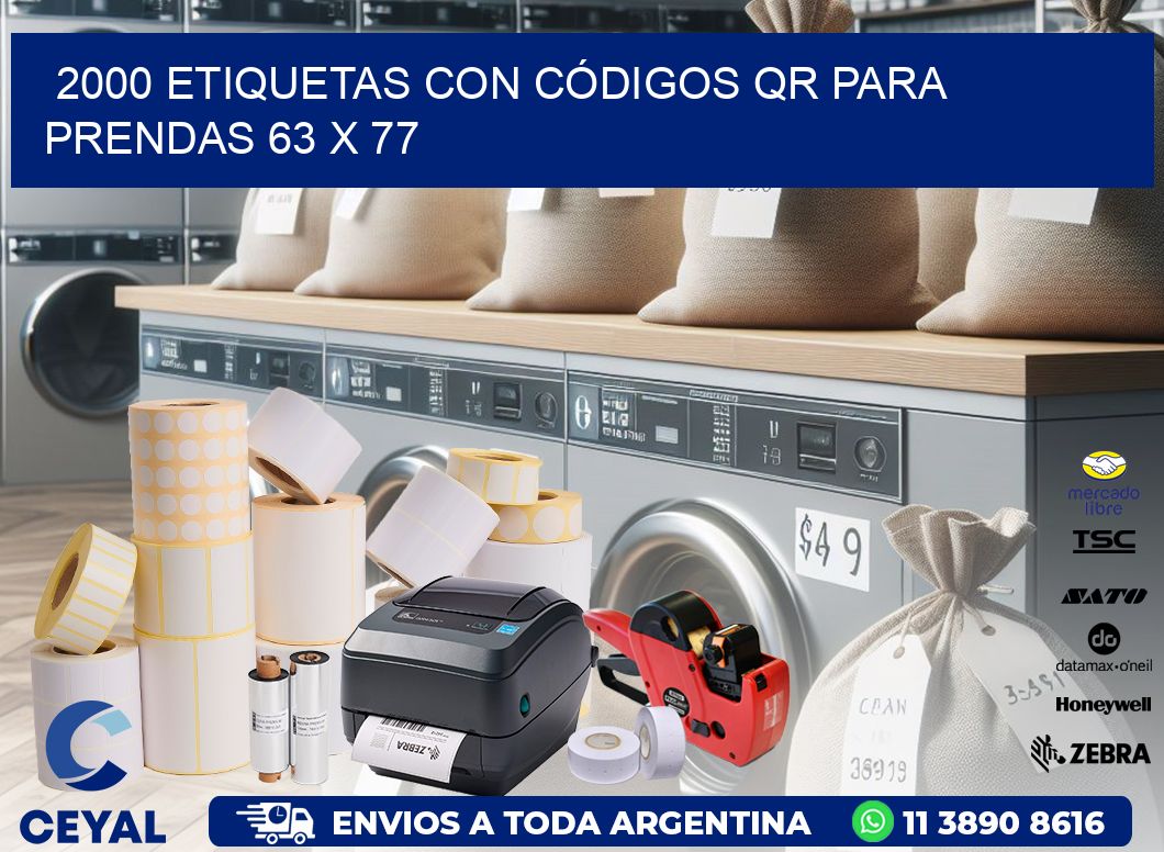 2000 ETIQUETAS CON CÓDIGOS QR PARA PRENDAS 63 x 77
