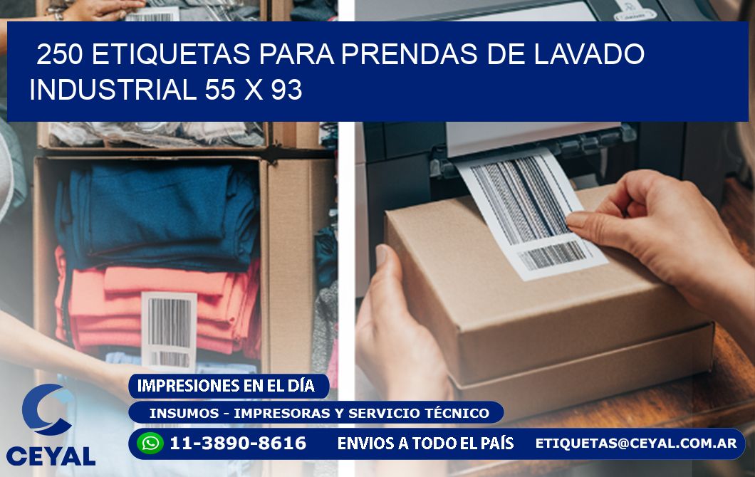 250 ETIQUETAS PARA PRENDAS DE LAVADO INDUSTRIAL 55 x 93