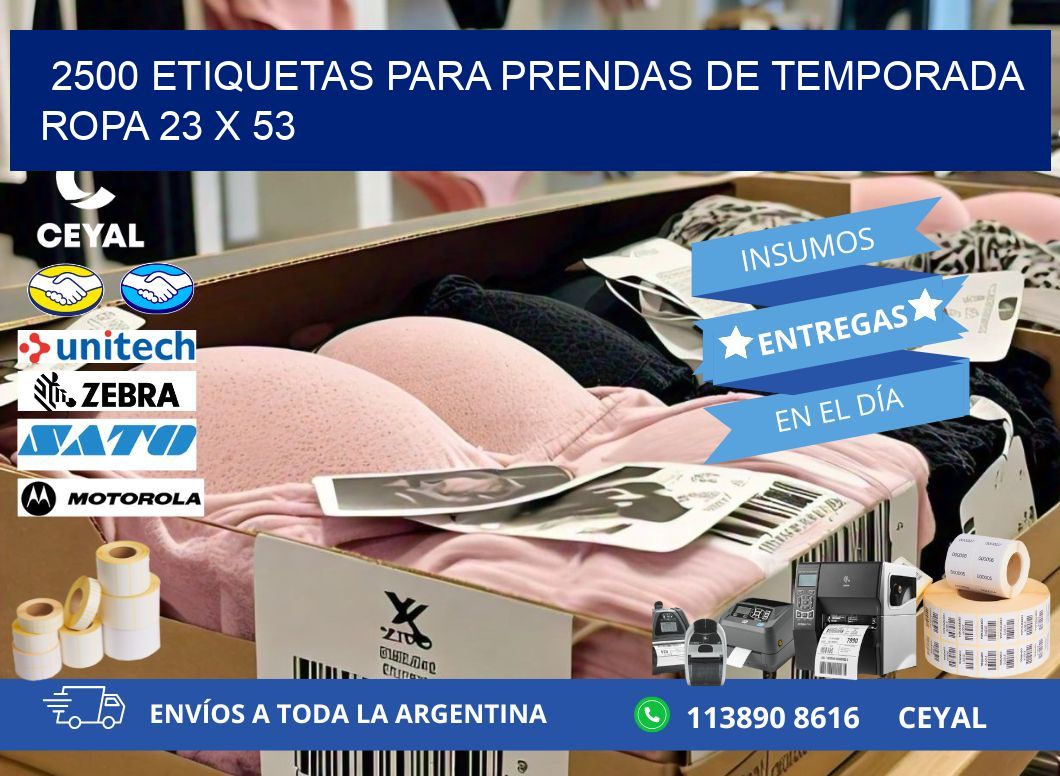 2500 ETIQUETAS PARA PRENDAS DE TEMPORADA ROPA 23 x 53