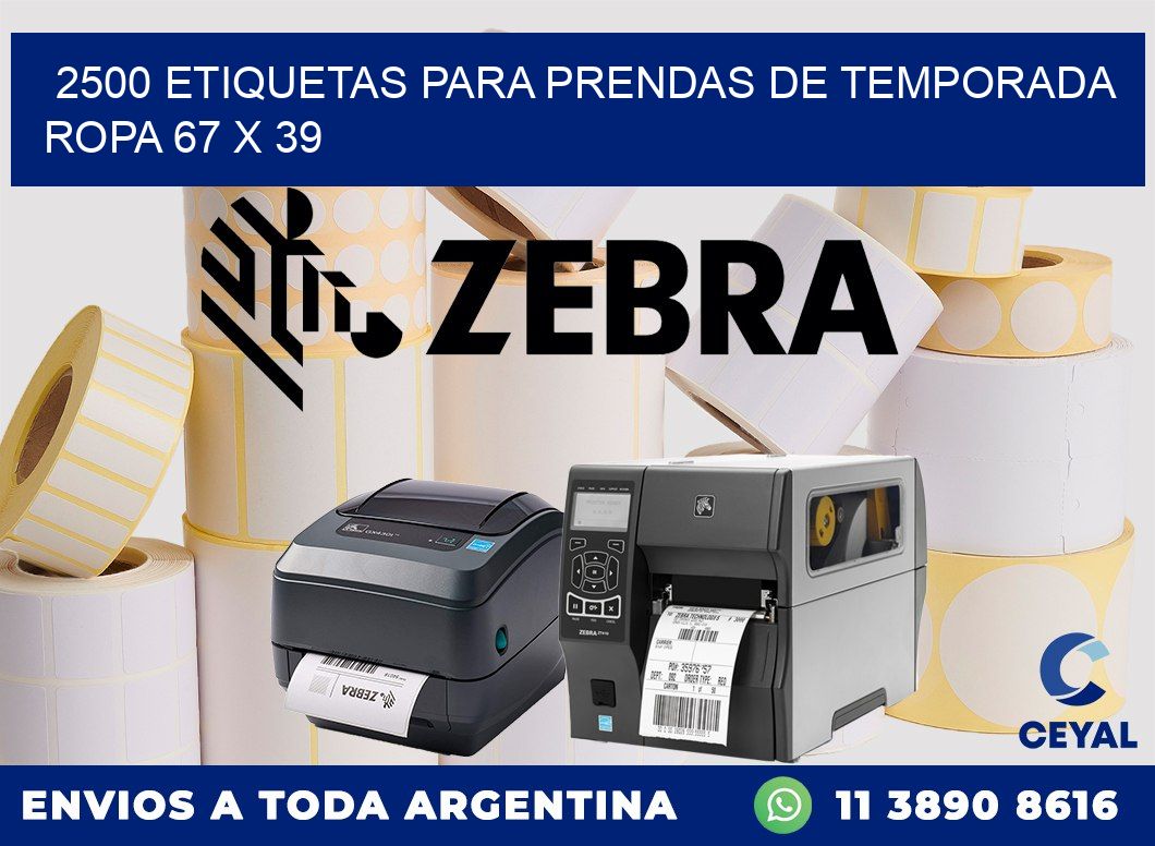 2500 ETIQUETAS PARA PRENDAS DE TEMPORADA ROPA 67 x 39