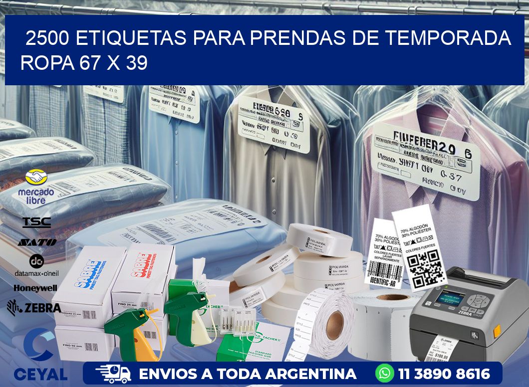 2500 ETIQUETAS PARA PRENDAS DE TEMPORADA ROPA 67 x 39