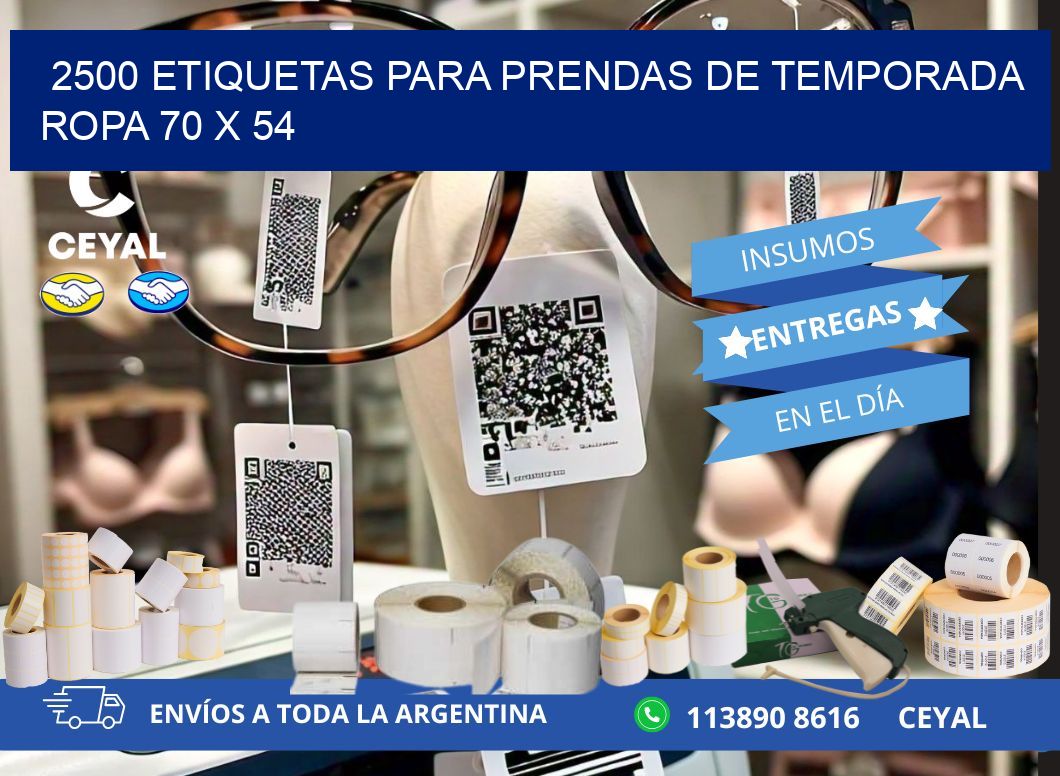 2500 ETIQUETAS PARA PRENDAS DE TEMPORADA ROPA 70 x 54