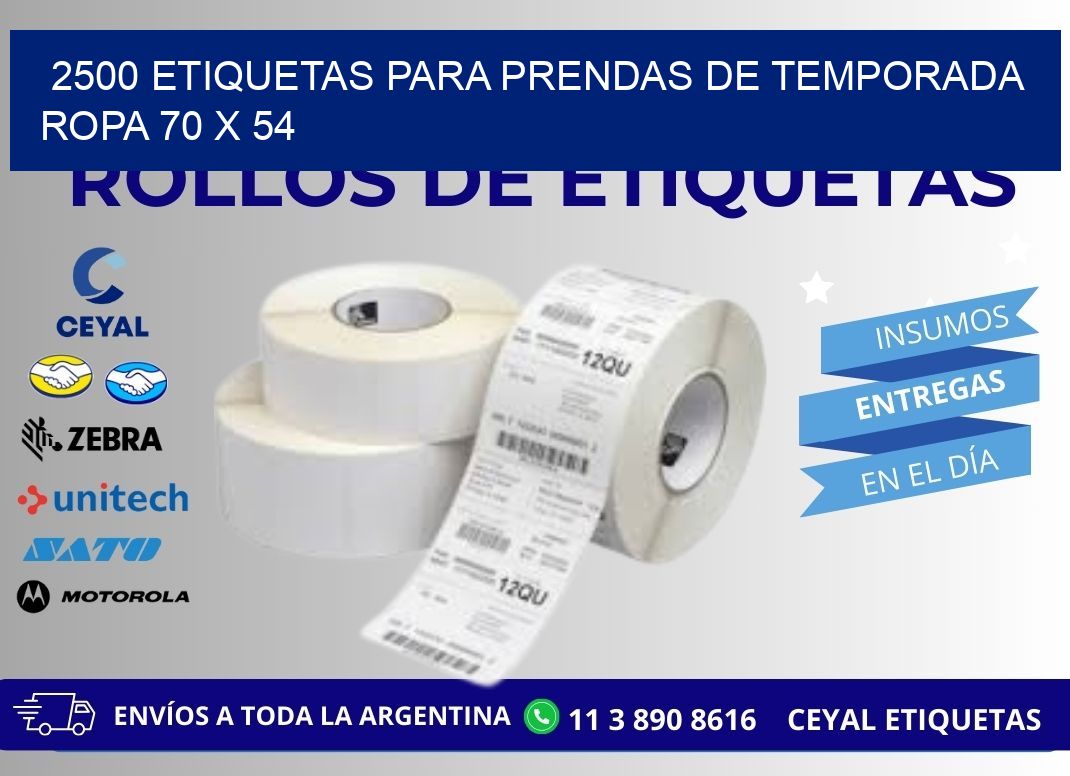 2500 ETIQUETAS PARA PRENDAS DE TEMPORADA ROPA 70 x 54