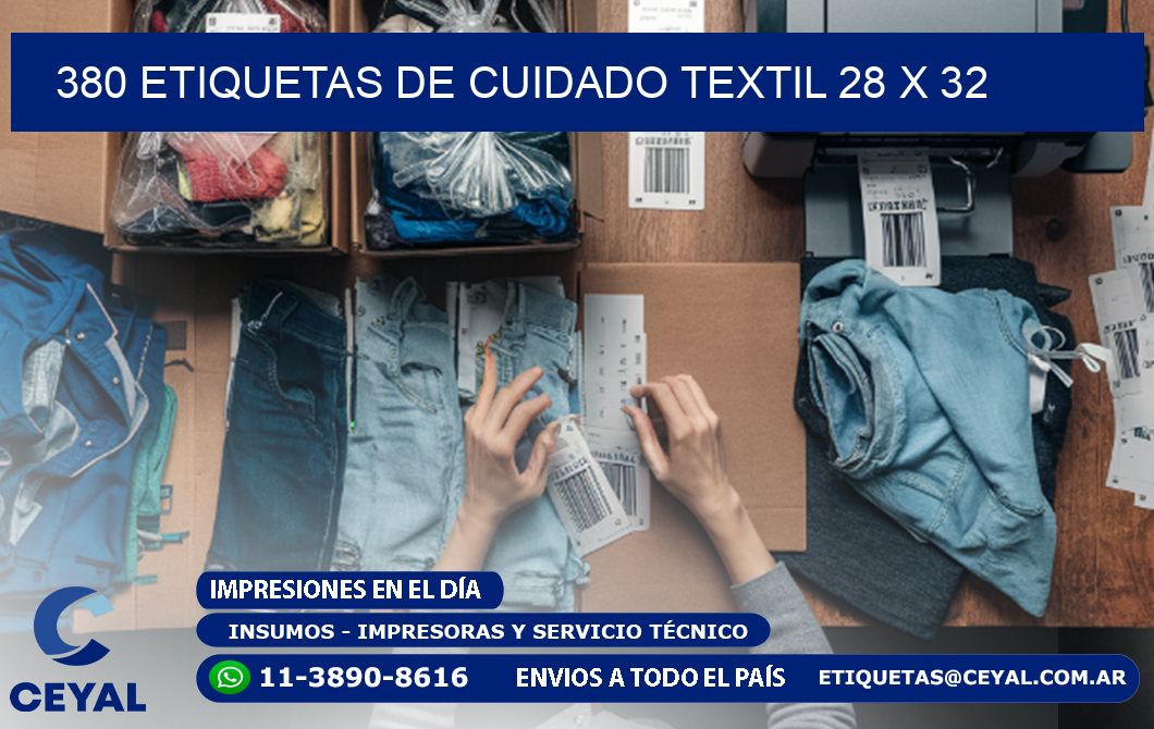 380 ETIQUETAS DE CUIDADO TEXTIL 28 x 32